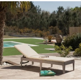 Шезлонг пластиковий Jaipur Sun lounger з матрацом Капучино