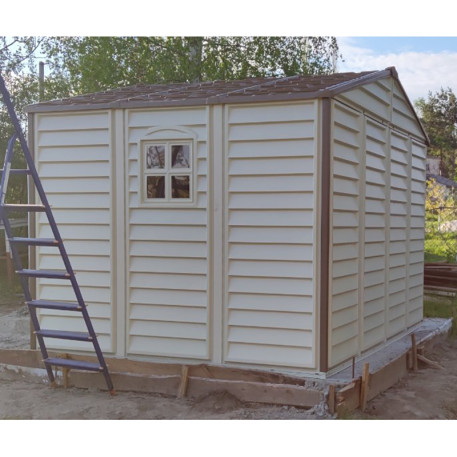 Сарай пластиковий Duramax Woodside 325x247x231 см слонова кістка10