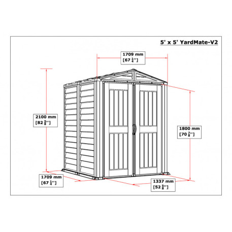 Сарай пластиковий YARDMATE 171X171X210 Сірий9