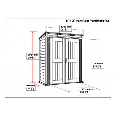 Сарай пластиковый YARDMATE 171X92X202 Серый7