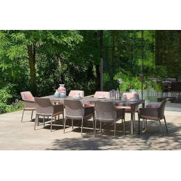 Комплект меблів для тераси NARDI SET TAVOLO RIO 210-280 WITH NET RELAX Tortora на 8 місць
