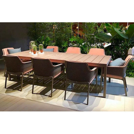 Комплект меблів для тераси NARDI SET TAVOLO RIO 210-280 WITH NET RELAX Tortora на 8 місць1
