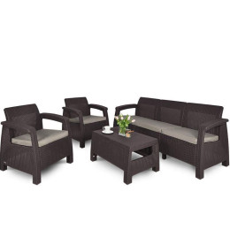 Комплект садових меблів Keter Corfu Set Max Brown Taupe Curver Коричневий