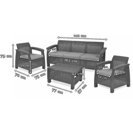 Комплект садових меблів Keter Corfu Set Max Brown Taupe Curver Коричневий5