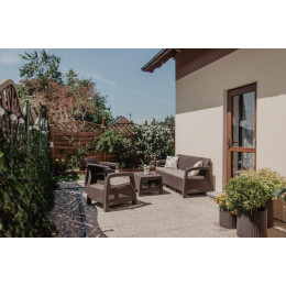Комплект садових меблів Keter Corfu Set Max Cappuccino Taupe Curver Капучино