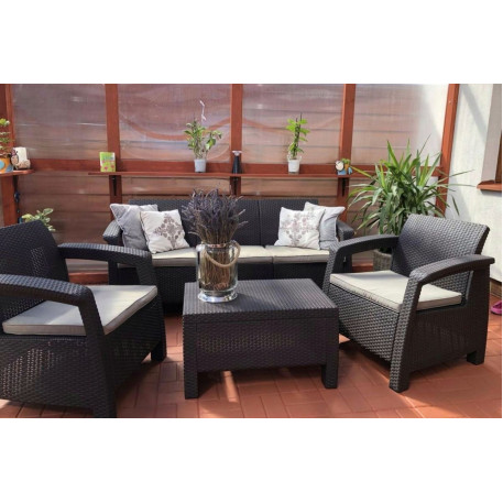 Комплект садових меблів Keter Corfu Set Max Grafit Taupe Curver Графіт2
