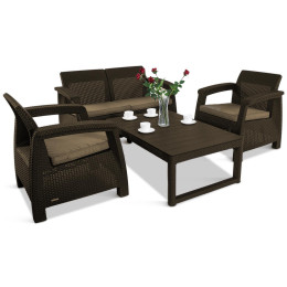 Комплект садових меблів Keter Corfu Set Curver Brown Коричневий