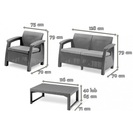 Комплект садових меблів Keter Corfu Set Curver Grafit Графіт3