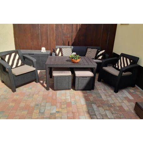 Комплект садових меблів Keter Corfu Set Lyon Max з пуфами Коричневий1