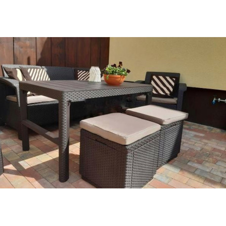Комплект садових меблів Keter Corfu Set Lyon Max з пуфами Коричневий4