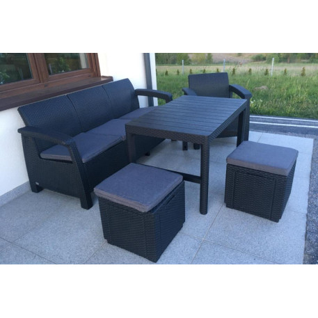 Комплект садових меблів Keter Corfu Set Lyon Max з пуфами Графіт1