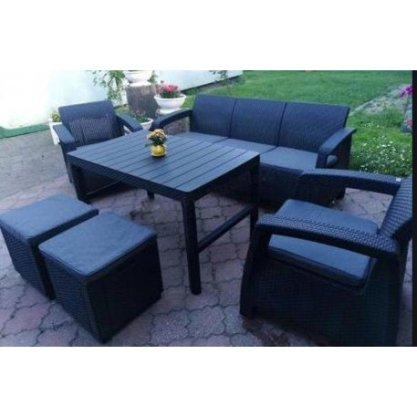 Комплект садових меблів Keter Corfu Set Lyon Max з пуфами Графіт2