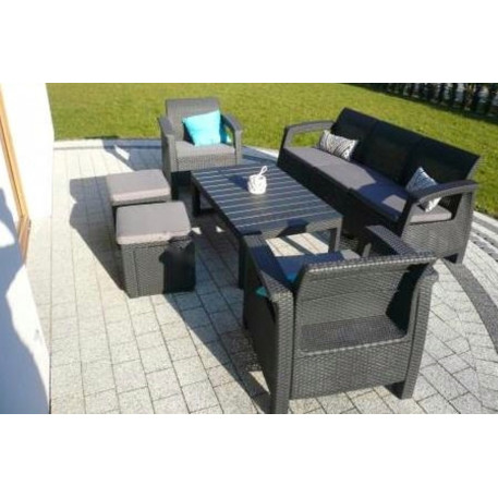 Комплект садових меблів Keter Corfu Set Lyon Max з пуфами Графіт4