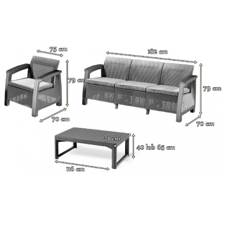 Комплект садових меблів Keter Corfu Fiesta Lyon Max Garden Set коричневий3
