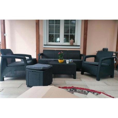 Комплект садових меблів Keter Corfu Max Grafit Grey + пуфи графіт1