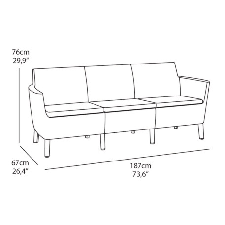 Диван садовий SALEMO 3 SEATER SOFA Графіт1