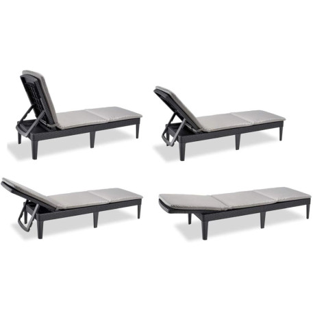 Шезлонг пластиковий Jaipur Sun lounger з матрацом Капучино4