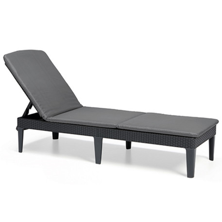 Шезлонг пластиковий Jaipur Sun lounger з матрацом Графіт1
