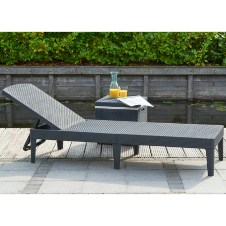 Шезлонг пластиковий Jaipur Sun lounger з матрацом Графіт5