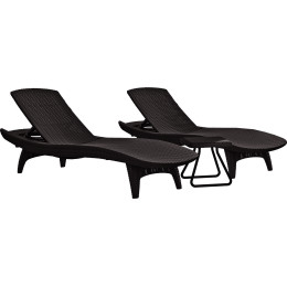 Комплект пластикових шезлонгів Keter Pacific Set 2шт. + Столик Коричневий