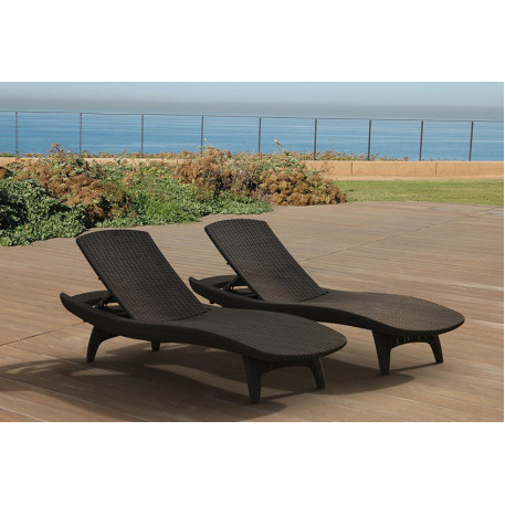 Комплект пластикових шезлонгів Keter Pacific Set 2шт. + Столик Коричневий1