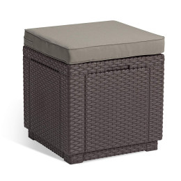Пластиковий пуф CURVER CUBE WITH CUSHION Коричневий