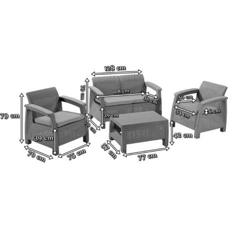 Комплект садових меблів Keter Corfu Set Коричневий4