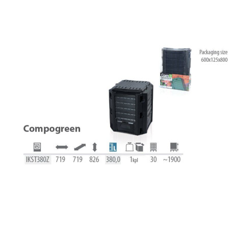 Компостер садовий Prosperplast COMPOGREEN 380л Зелений1
