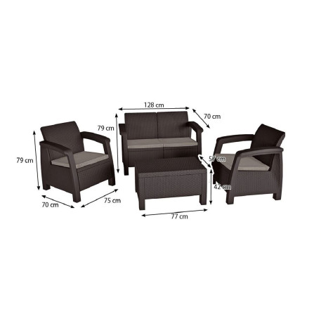 Комплект садових меблів Keter Bahamas Set Коричневий2