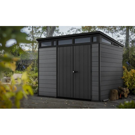 Будиночок садовий пластиковий Keter Cortina 9×7 темно-сірий2