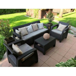 Комплект садових меблів Keter Corfu Set Max Grafit Taupe Curver Графіт