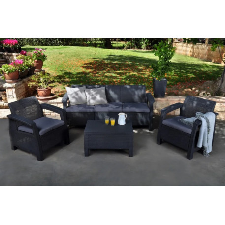 Комплект садових меблів Keter Corfu Set Max Grafit Taupe Curver Графіт1