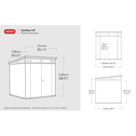 Сарай пластиковий для інвентарю KETER Cortina 7 × 7 Графіт7