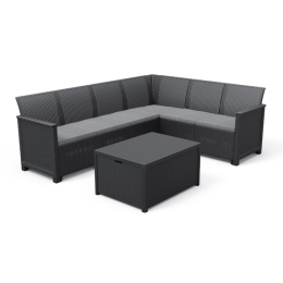 Кутовий комплект меблів Keter Elodie 6 seater with Orlando Графіт