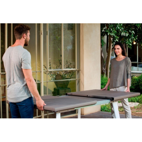 Стіл для тераси розсувний Keter Harmony Extendable 160/240 Біло бежевий4