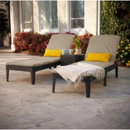 Шезлонг пластиковий Jaipur Sun lounger з матрацом Коричневий