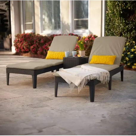 Шезлонг пластиковий Jaipur Sun lounger з матрацом Коричневий7