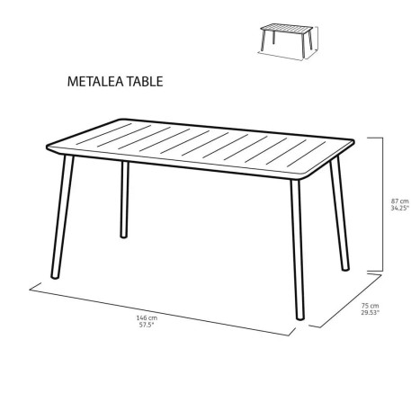 Садовий вуличний стіл Metalea Table, чорний4