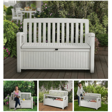 Скамейка-ящик для хранения KETER PATIO STORAGE BENCH Белая2