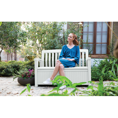 Скамейка-ящик для хранения KETER PATIO STORAGE BENCH Белая1