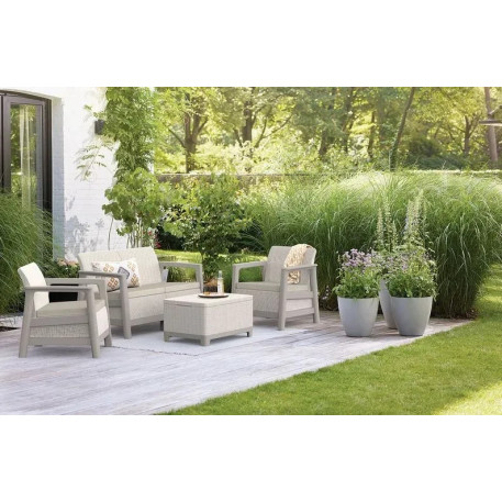 Диван для саду та тераси Keter Scandi Linea 2 Seater Sofa, бежевий/світло-бежевий1