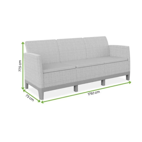 Диван для саду та тераси Keter Scandi Linea 3 Seater Sofa, бежевий/світло-бежевий3