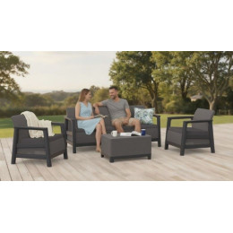Набір пластикових меблів для саду Keter Scandi Linea III Seater Set, графіт/сірий
