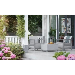 Набір пластикових меблів для саду та балкона Keter Scandi Linea Balcony Set сірий/світло-сірий