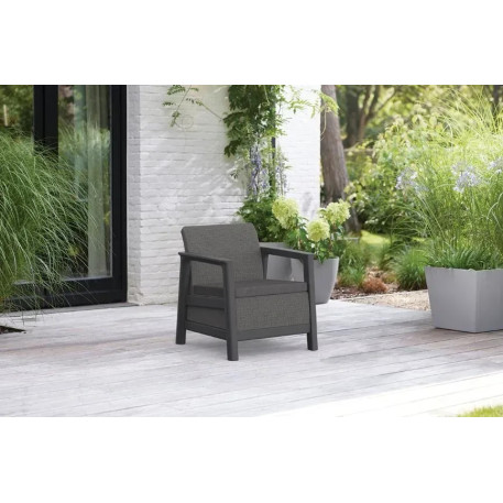 Набір пластикових меблів для саду та балкона Keter Scandi Linea Balcony Set графіт/сірий1