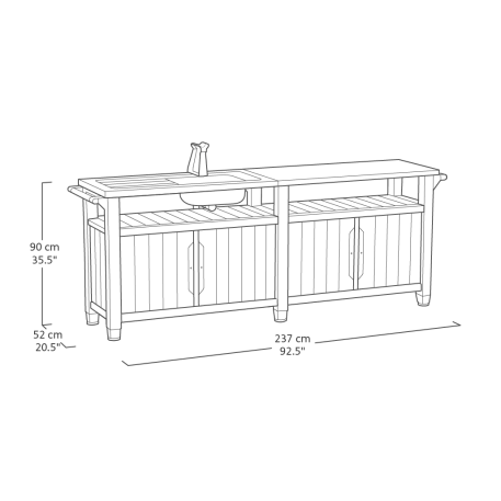 Садовый стол для барбекю KETER UNITY XL 415л Графит2
