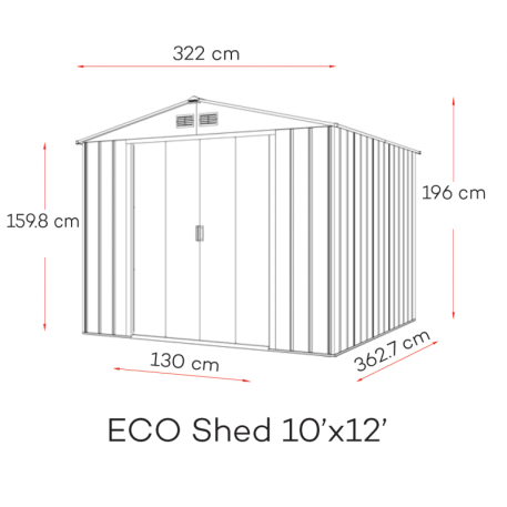Сарай металевий ECO 362,7x322x196 см сірий з білим4
