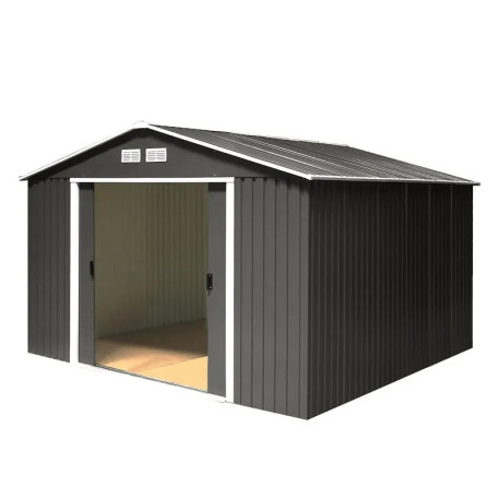 Сарай металевий ECO 362,7x322x196 см сірий з білим1
