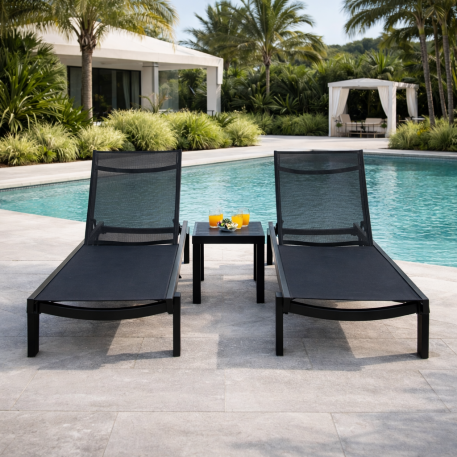 Комплект з 2 шезлонгів Siesta Casablanca +  Стіл Siesta Ocean Side Table - Black1