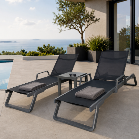 Комплект 2 шезлонга Siesta Tropic + Стол Siesta Ocean Side Table - Dark Grey Black1